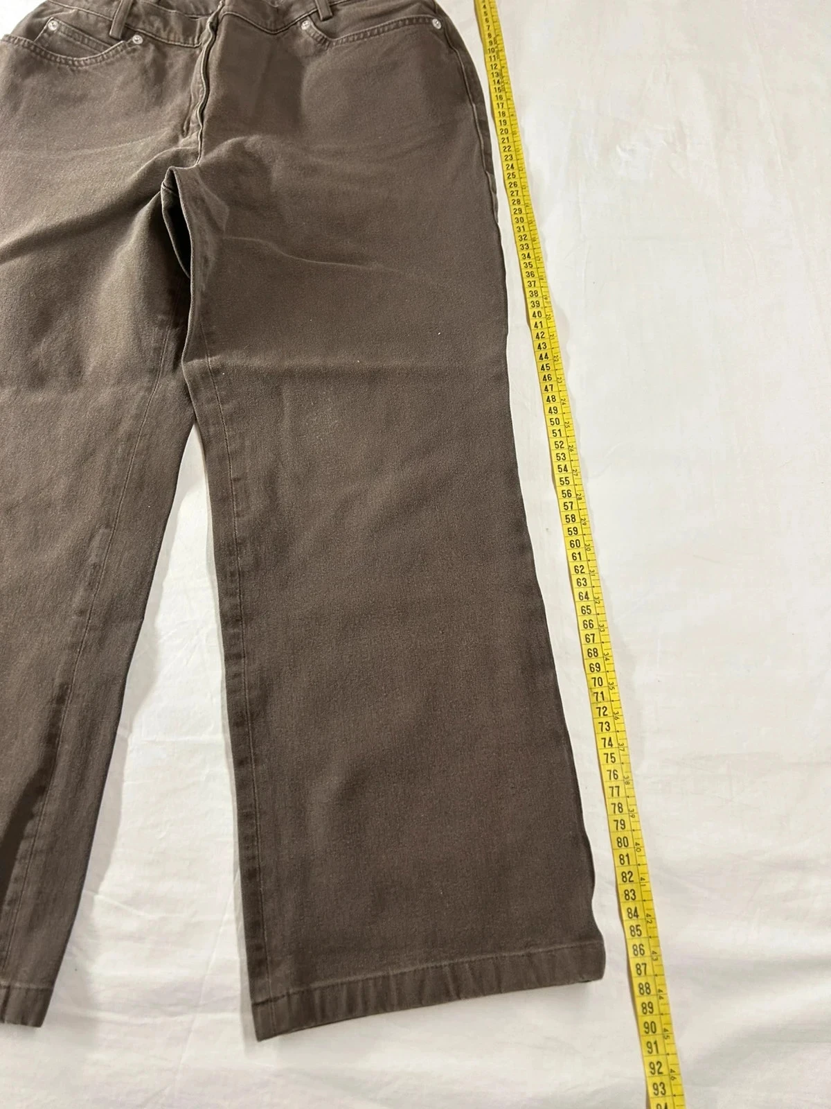 Gevlochten vintage bruine beige wijde jean met print M – photo 4